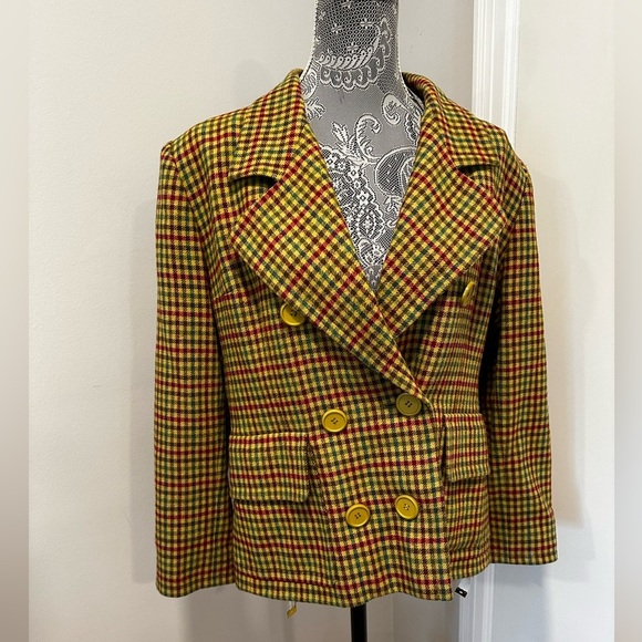VTG 90’s GIVENCHY Couture Gold Silk Lurex Blazer. Size 44. Mustard Yellow. - Picture 1 of 14